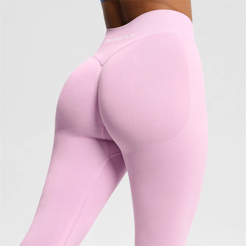 Damen Nahtlose Scrunch Butt Leggings – Low Ribbed Band, Bum Shaping, Yoga & Gym