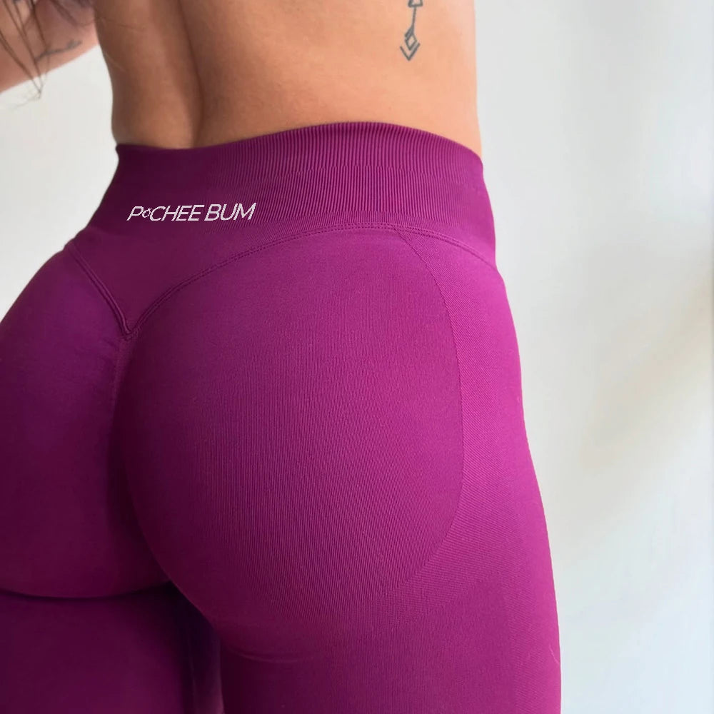 Damen Nahtlose Scrunch Butt Leggings – Low Ribbed Band, Bum Shaping, Yoga & Gym