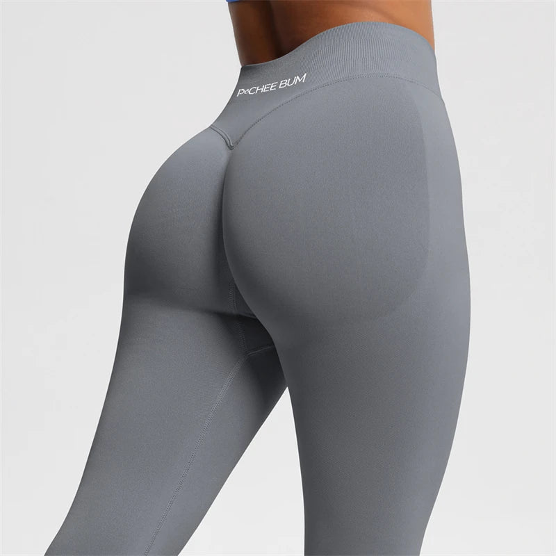 Damen Nahtlose Scrunch Butt Leggings – Low Ribbed Band, Bum Shaping, Yoga & Gym