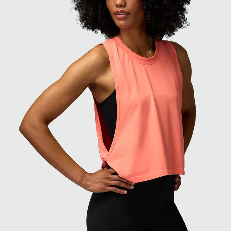 Ärmelloses Yoga Crop Top Damen – Mesh, schnelltrocknend, atmungsaktiv