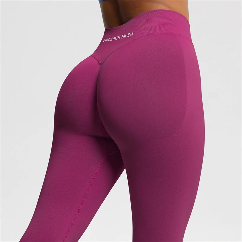 Damen Nahtlose Scrunch Butt Leggings – Low Ribbed Band, Bum Shaping, Yoga & Gym