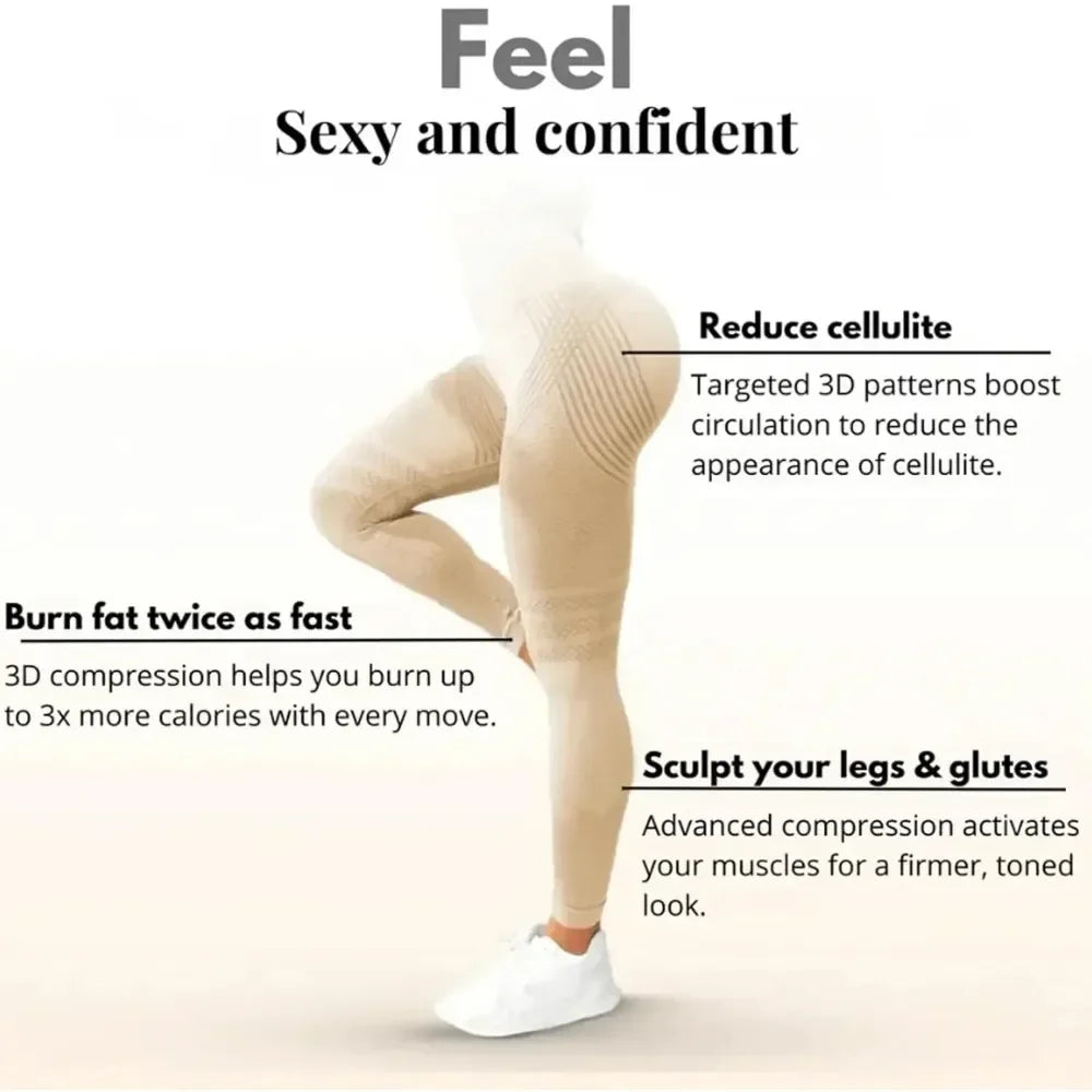 Anti-Cellulite 3D Leggings Damen | High Waist, Butt Lifting, Bauchkontrolle