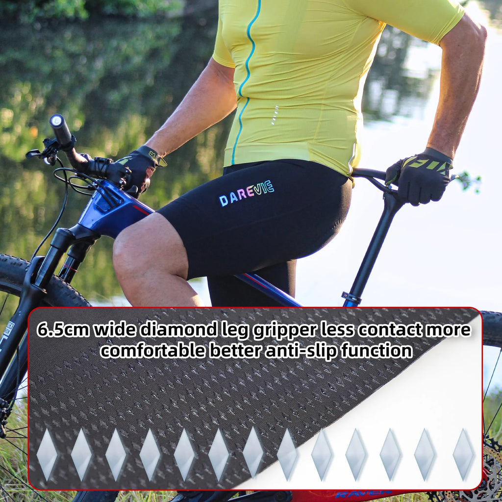 DAREVIE Cycling Bib Shorts Seamless 4.0 – Herren Trägerhose mit Italian Elastic Interface Pad & Diamond Leg Gripper