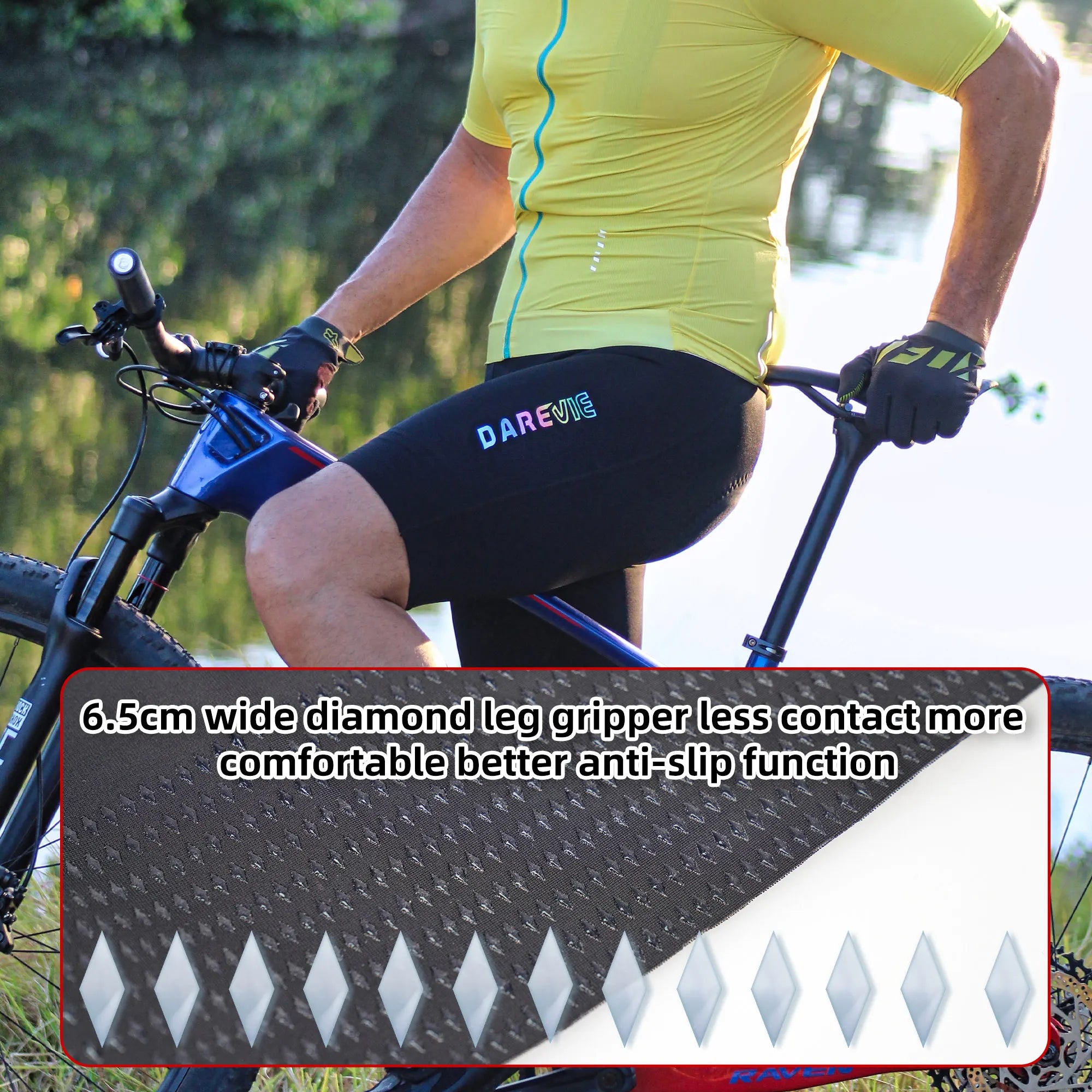 DAREVIE Cycling Bib Shorts Seamless 4.0 – Herren Trägerhose mit Italian Elastic Interface Pad & Diamond Leg Gripper